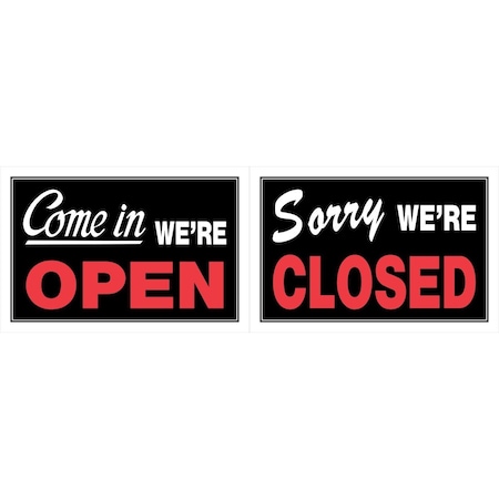 Hillman 8 x 12 in Red  Black Plastic Yes Were Open  Sorry Were Closed sign 6 Piece 839916